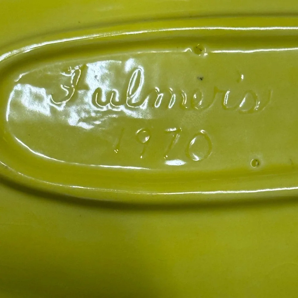 Fulmer's 1970's Corn on the‎ Cob Serving Dish Platter Yellow Green Vintage